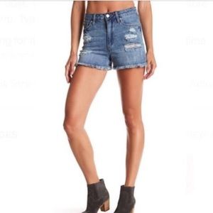 Joes Jeans Kiernan High Waist‎ Distressed Denim Raw Hem Shorts Women’s Sz 25